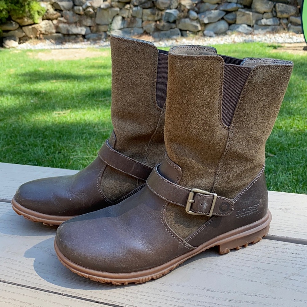 Cute Waterproof leather booties ankle boots - BOGS